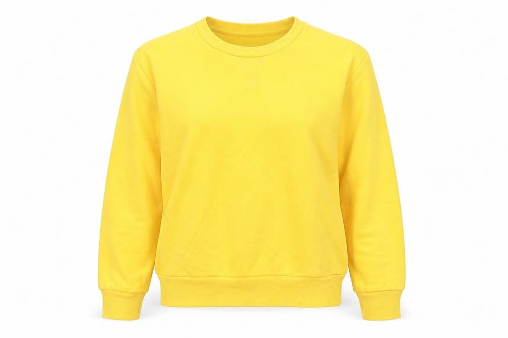 Front view of Primark women’s yellow pullover sweatshirt, size XS