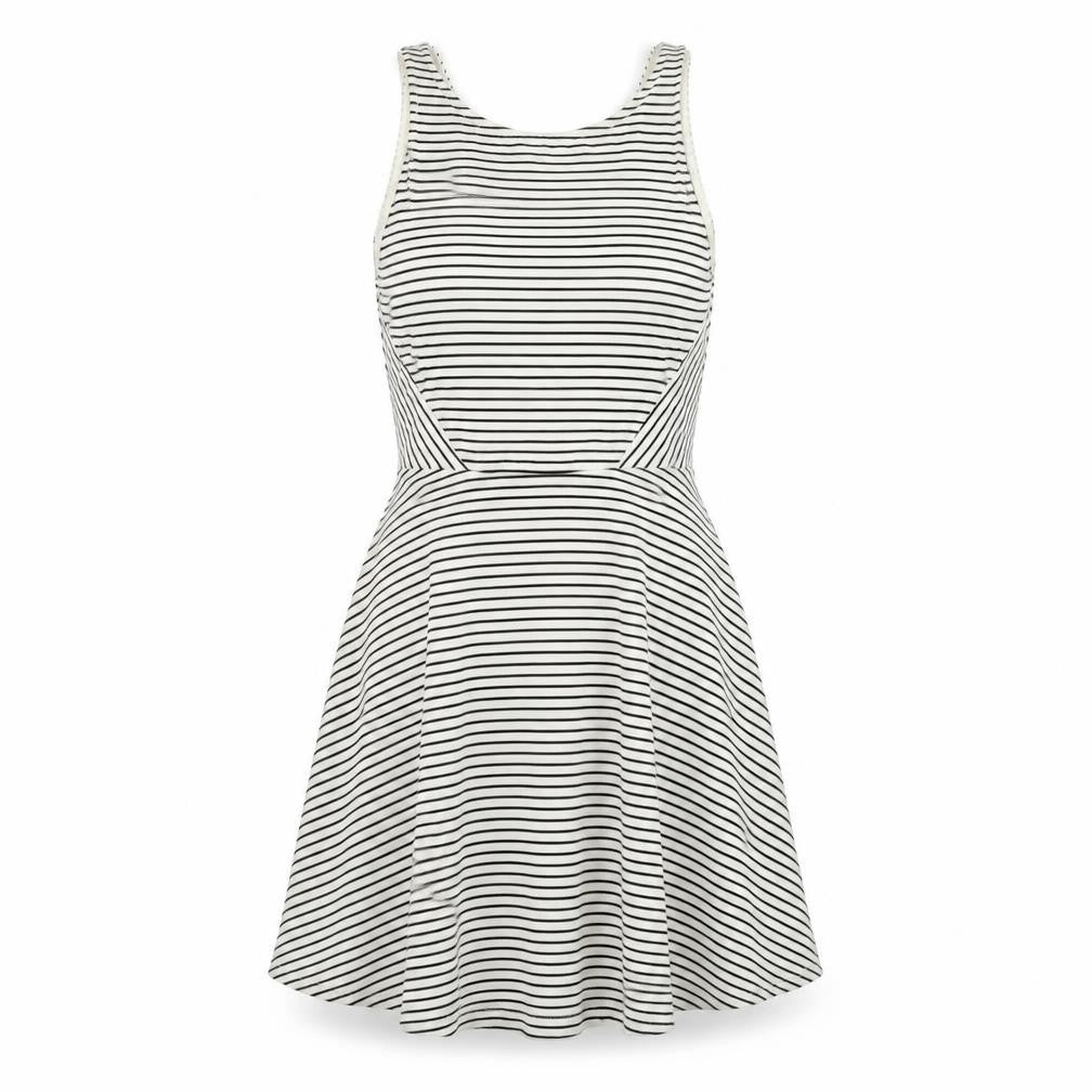 Divided Womens White Striped  Fit & Flare  Size 8