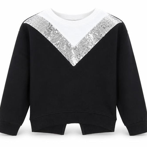 Matalan Girls Black Striped  Pullover Sweatshirt Size 8 Years