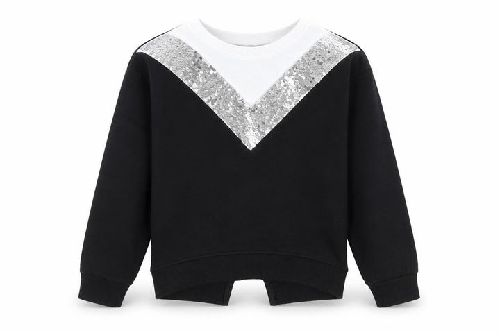 Matalan Girls Black Striped  Pullover Sweatshirt Size 8 Years