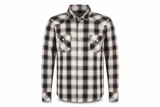 Front view of Tracy M men’s brown button-up, size M