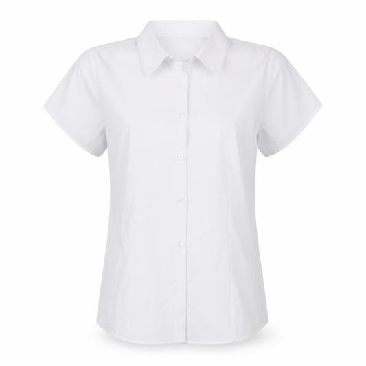 Front view of Marks & Spencer girls’ white basic button-up, size S
