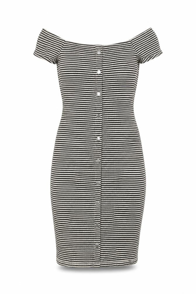 River Island Womens Beige Striped Bodycon Size 6