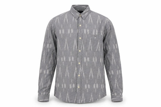 Front view of ASOS men’s grey button-up, size S