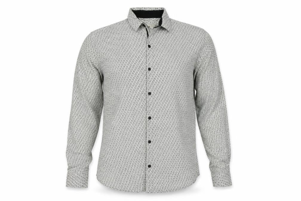 CHARCOAL Mens Ivory Animal Print   Button-Up Size L