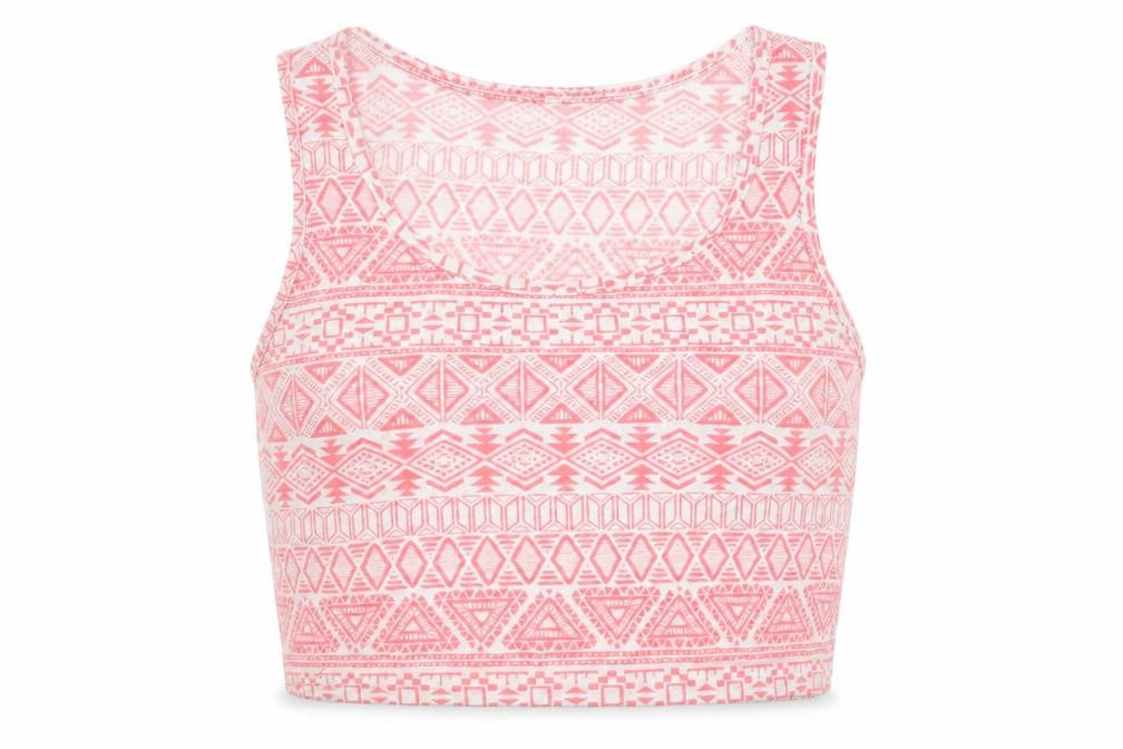 New Look Girls Pink Geometric  Cropped T-Shirt Size 14-15 Years