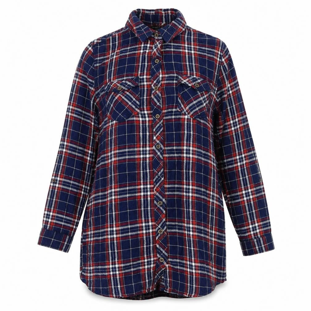 Front view of Atmosphere women’s blue basic button-up, size UK 10
