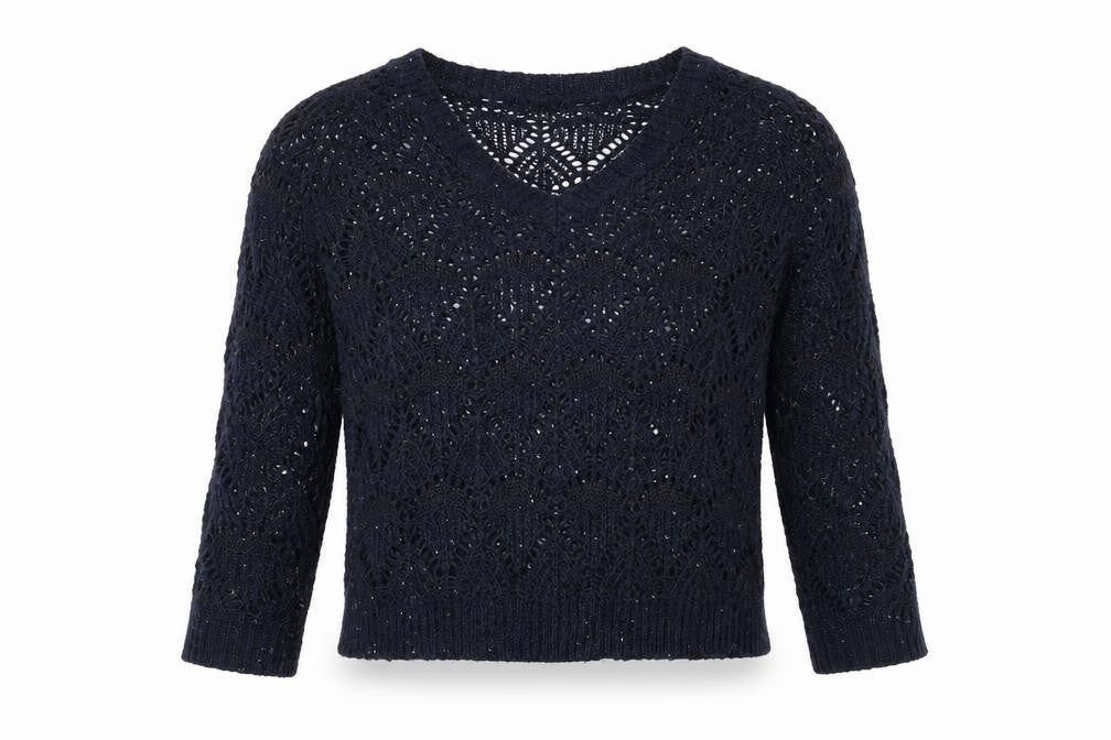 Front view of River Island women’s blue jumper, size UK 8