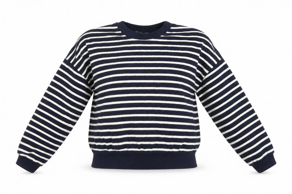 Front view of Primark women’s blue striped jumper, size S