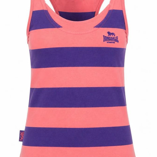 Lonsdale Girls Pink Striped  Basic Tank Size 9-10 Years