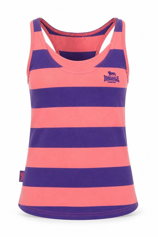 Lonsdale Girls Pink Striped  Basic Tank Size 9-10 Years