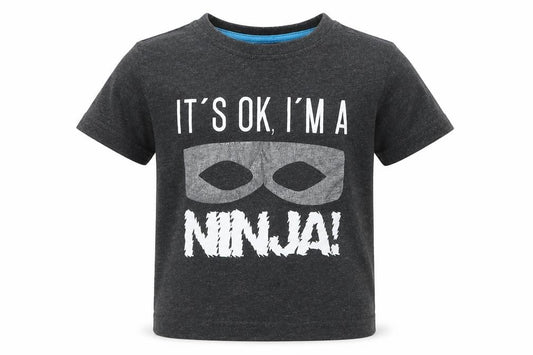 Front view of Urban Rascals boys’ grey basic t-shirt, size 3, years - ninja
