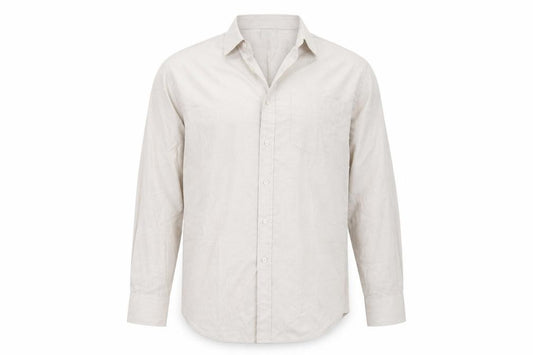 Front view of Cedarwood State men’s beige button-up, size 17
