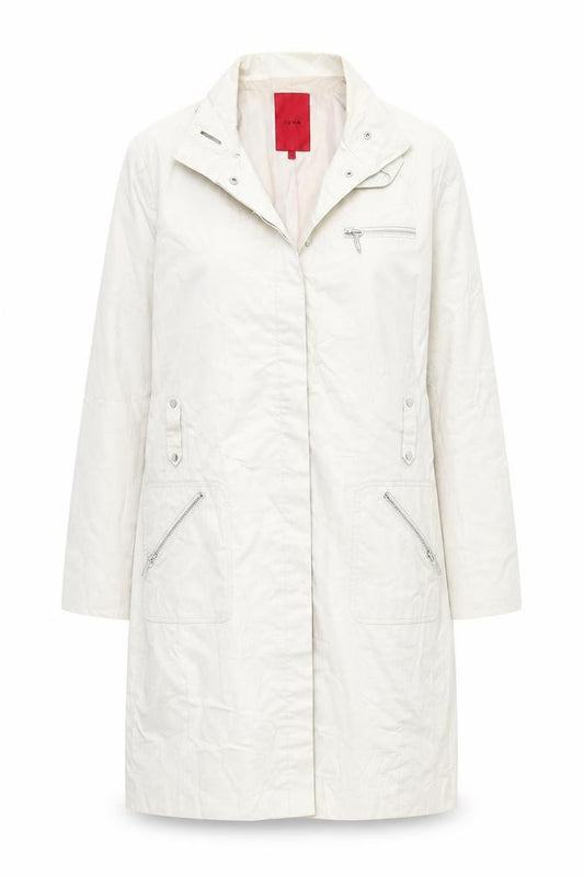 Front view of John women’s beige overcoat coat, size UK 12
