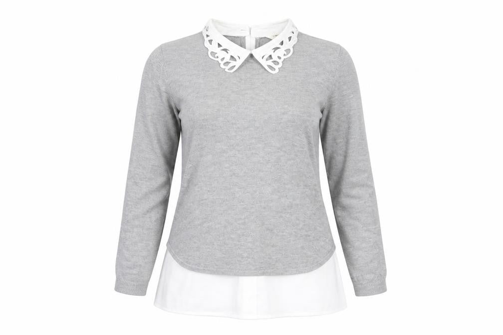 NAF NAF Womens Grey  Knit Pullover Jumper Size S