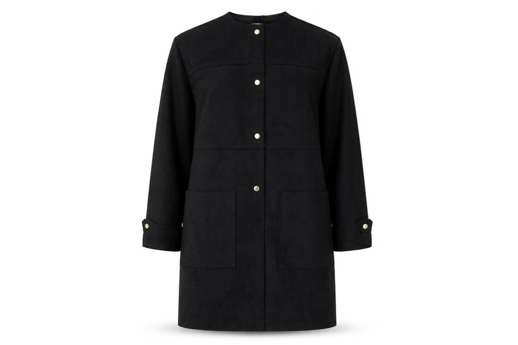 Voyles Womens Black   Overcoat Coat Size S