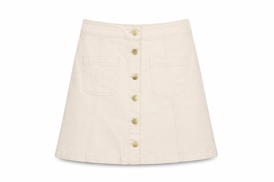 Front view of H&M women’s beige maxi skirt, size UK 6