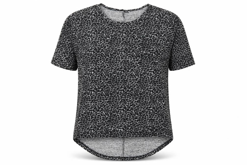 Select Womens Grey Animal Print  Basic T-Shirt Size 8