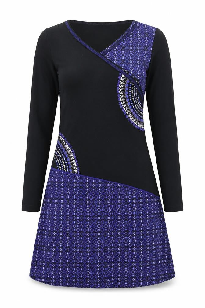 Kaewa Womens Purple Geometric  A-Line  Size S