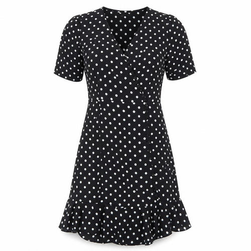 Pretty Little Thing Womens Black Polka Dot  A-Line  Size 2