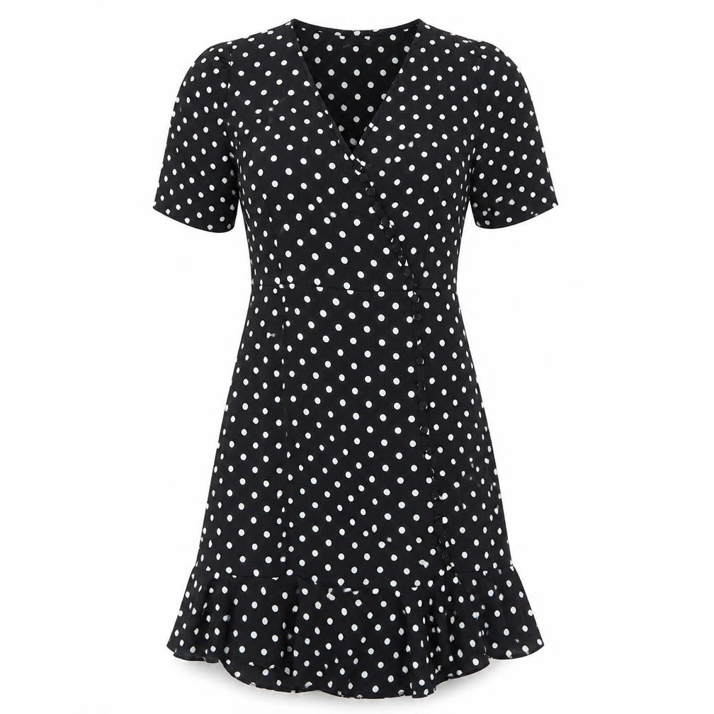 Pretty Little Thing Womens Black Polka Dot  A-Line  Size 2