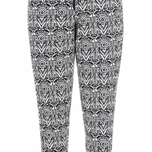Lustre Womens Black Geometric  Trousers  Size 14 L24 in