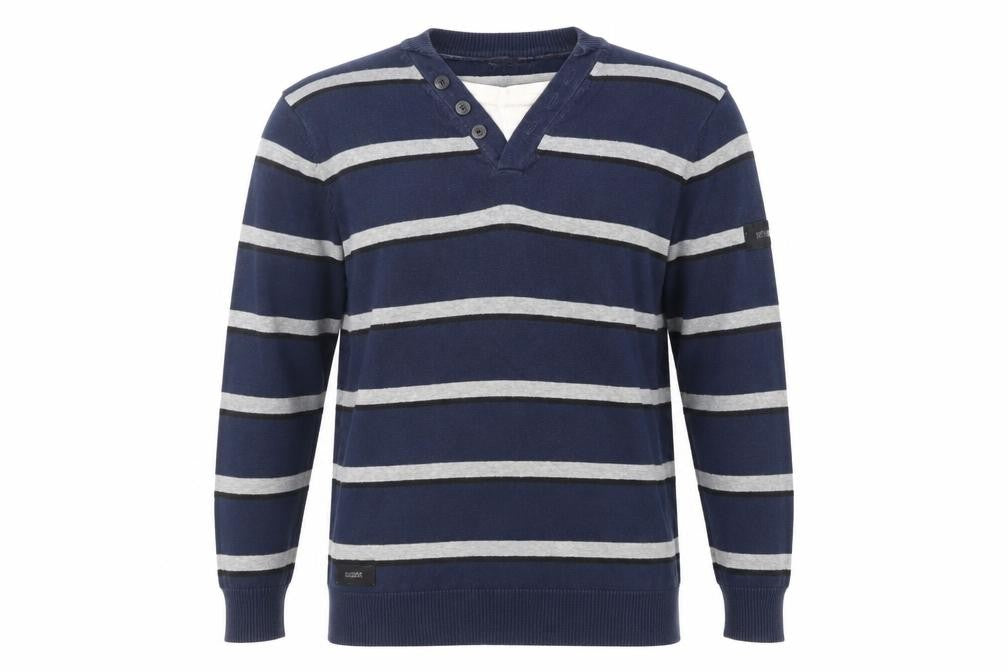 Dissident Mens Blue Striped  Pullover Jumper Size L