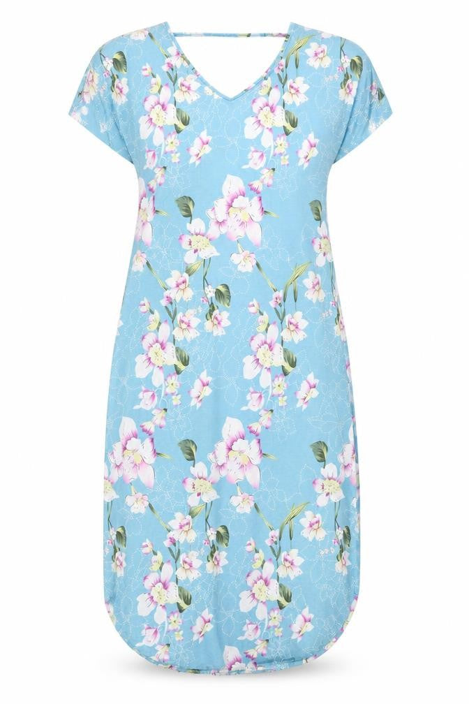 kidsform Womens Blue Floral  A-Line  Size L