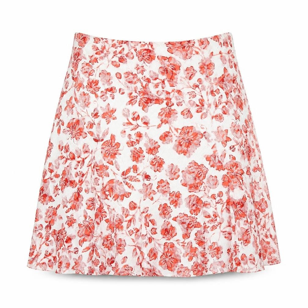 Saloos Womens Red Floral  A-Line Skirt Size XL