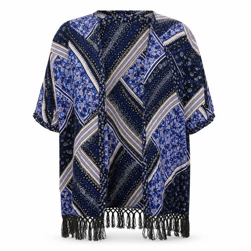 Yours Womens Black Geometric  Kimono Jacket Size 16