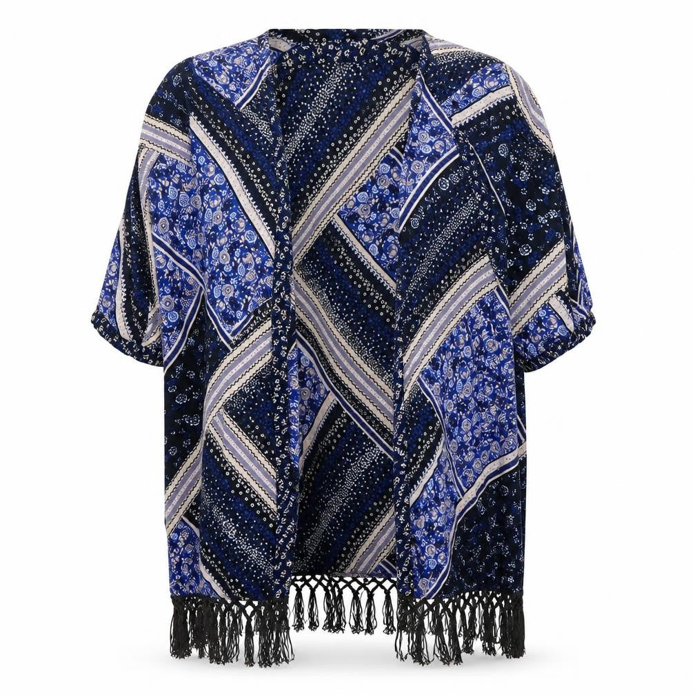 Yours Womens Black Geometric  Kimono Jacket Size 16