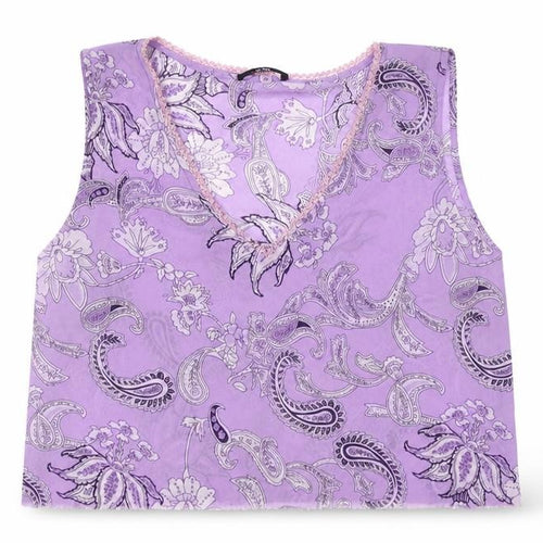 CCDK Womens Purple Paisley Chiffon Cropped Tank Size 16