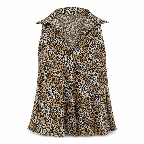 jkla Womens Brown Animal Print Chiffon Tunic Blouse Size S  - leopard print