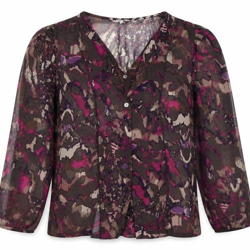 Per Una Womens Purple Floral Chiffon Basic Blouse Size 12  - ruffle front