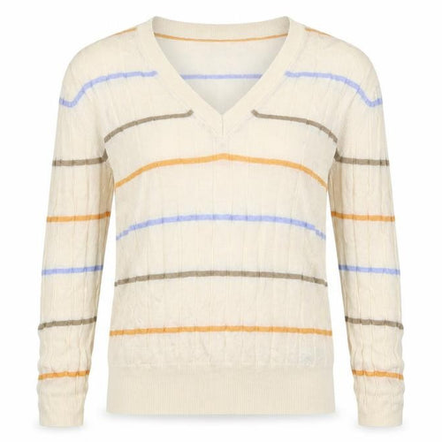 Marks and Spencer Womens Beige Striped Knit Pullover Jumper Size S