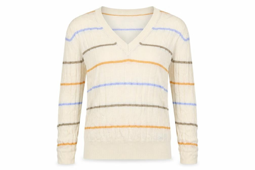 Marks and Spencer Womens Beige Striped Knit Pullover Jumper Size S
