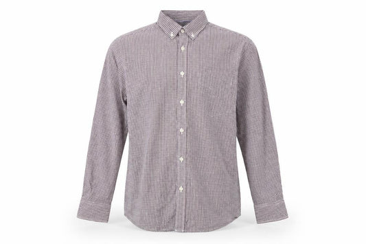 Front view of Marks & Spencer men’s red check button-up, size M