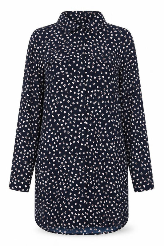 Front view of Brave Soul women’s blue basic button-up, size S