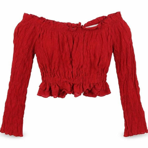 Preworn Womens Red   Cropped Blouse Size S