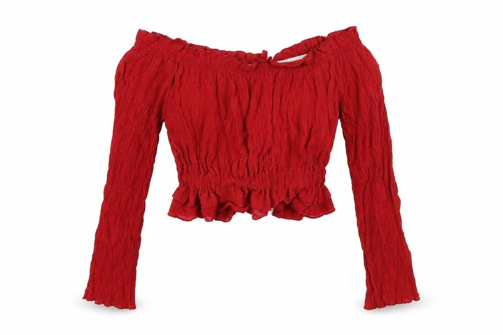 Preworn Womens Red   Cropped Blouse Size S
