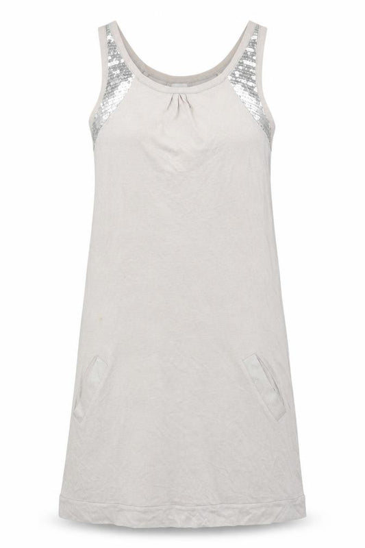 Front view of Oasis women’s grey tank dress, size S