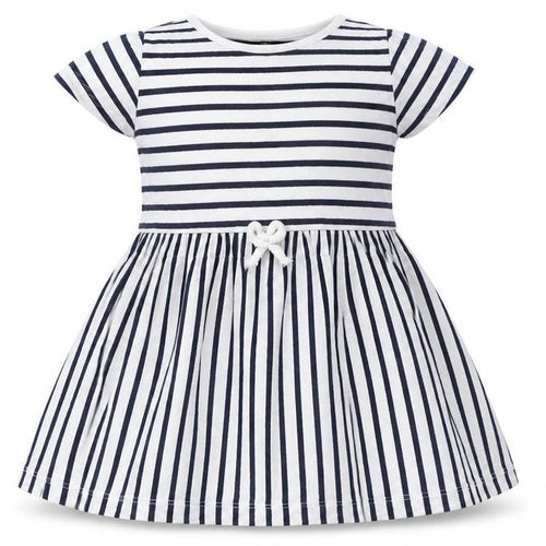 George Girls White Striped  Skater Dress  Size 12-18 Months