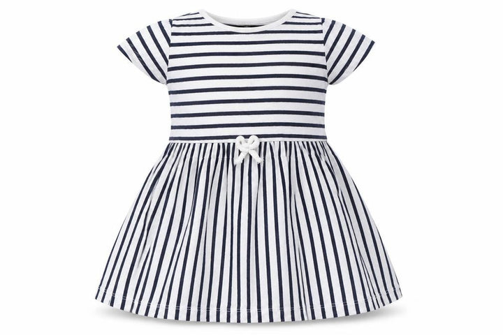 George Girls White Striped  Skater Dress  Size 12-18 Months
