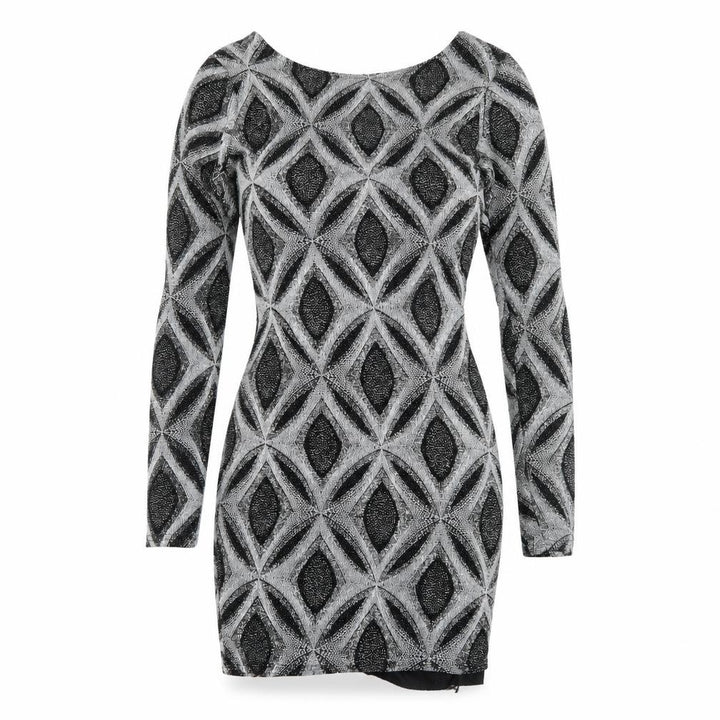 Preworn Womens Black Geometric Bodycon Size 10 - Low Back