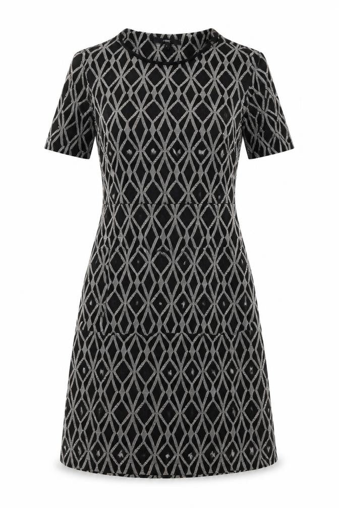 Front view of Next women’s grey argyle/diamond a-line, size UK 6