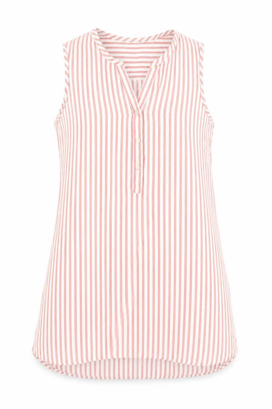 Front view of Papaya women’s red striped basic button-up, size UK 12