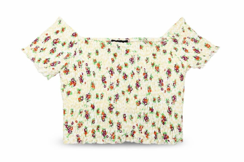 Topshop Womens Yellow Floral  Basic Blouse Size 10