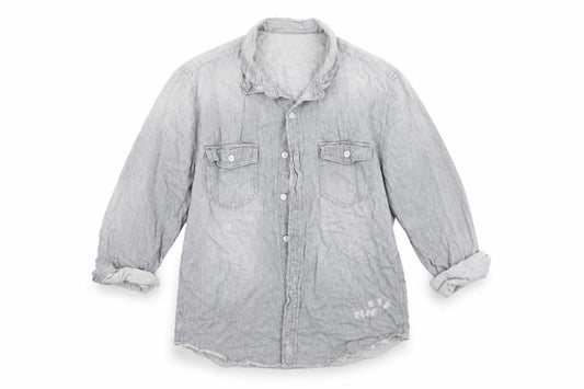 Front view of H&M women’s grey basic button-up, size M