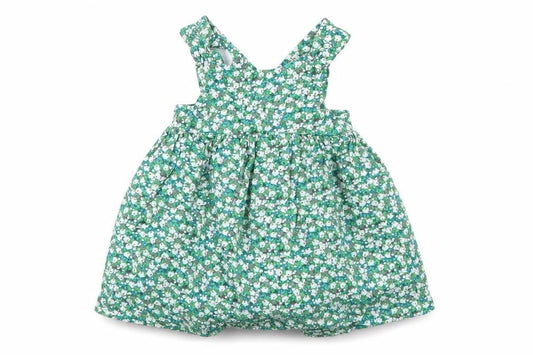 Front view of Mini Club girls’ green floral a-line, size 0-3, months