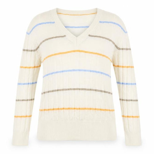 Marks and Spencer Womens Beige Striped Knit Pullover Jumper Size S